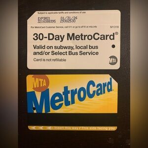 1 NYC 30-Day MetroCard -Rare (Discontinued)
